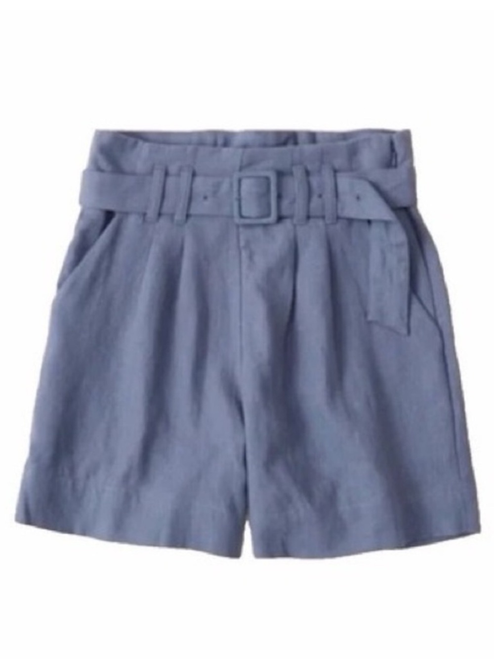 Abercrombie and Fitch Ultra High Rise Linen Blend Belted Shorts Small Dusty
Blue